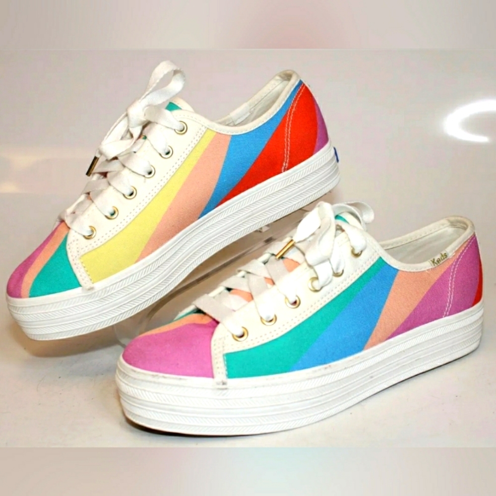 NEW Kate Spade New York Keds Triple Kick Womens 8 39 Canvas Platform Sneakers T
